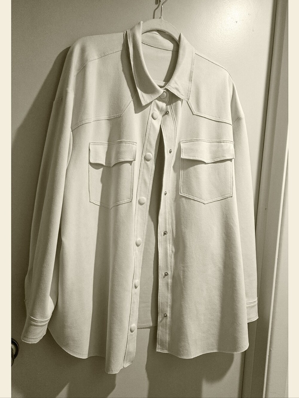 Womens Soft Off White  Shirt Jacket 3X